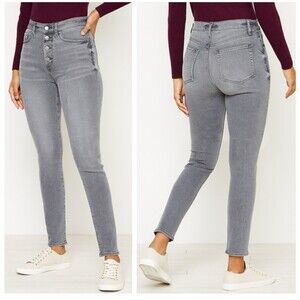 LOFT Gray High Waist Skinny Jeans